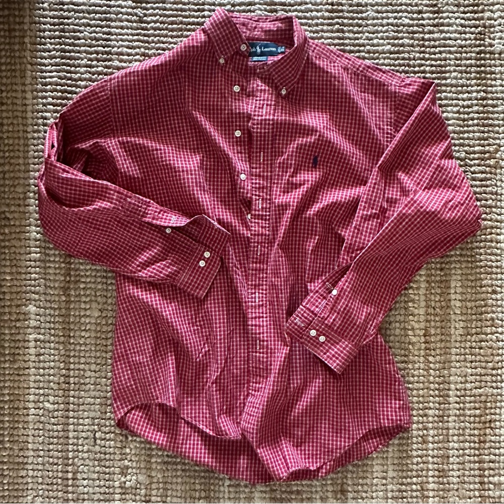 Ralph Lauren Red Checkered Men's Button Down